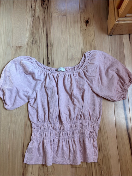 LOFT Tops - LOFT Dusty Pink Puff Sleeve Smocked Top
